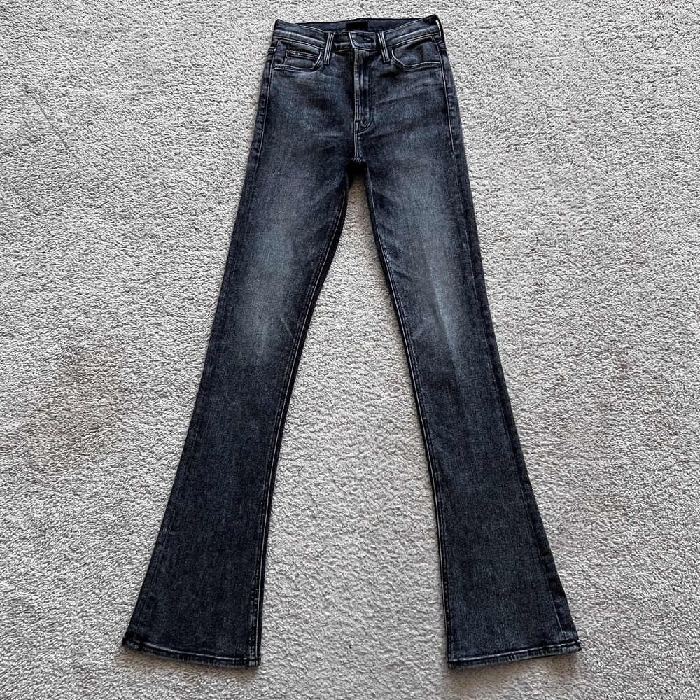 Mother High Waisted Runaway Train Stops Jeans Womens 24 Gray High Rise Bootcut